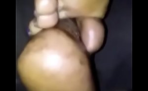 Thick load of cum saturating her feet