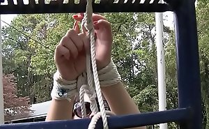 Nyssa Nevers Tied To The Slide, Outdoor Bondage