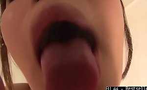 Horny Japanese Woman Licking Screen Music By EU 44