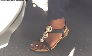Hidden cam low-spirited ebony feet on train - here at GirlsDateZone.com