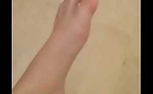 my boyfriend throws ice-cream on her feet