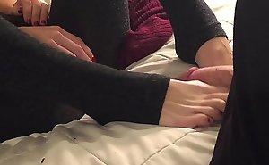 Babygirl Anita Cummings gives foot fetush footjob