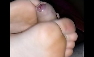 homemade bare footjob with reference to big cumshot