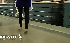 Candid Dirty Bare Hooves on Train Part 1- www.prettyfeetvideo.com