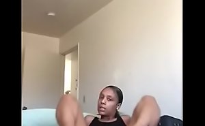 Ebony showing off her smelly sexy feet and slim thick body