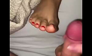 Sexy Red Pedicured Footjob from the GF